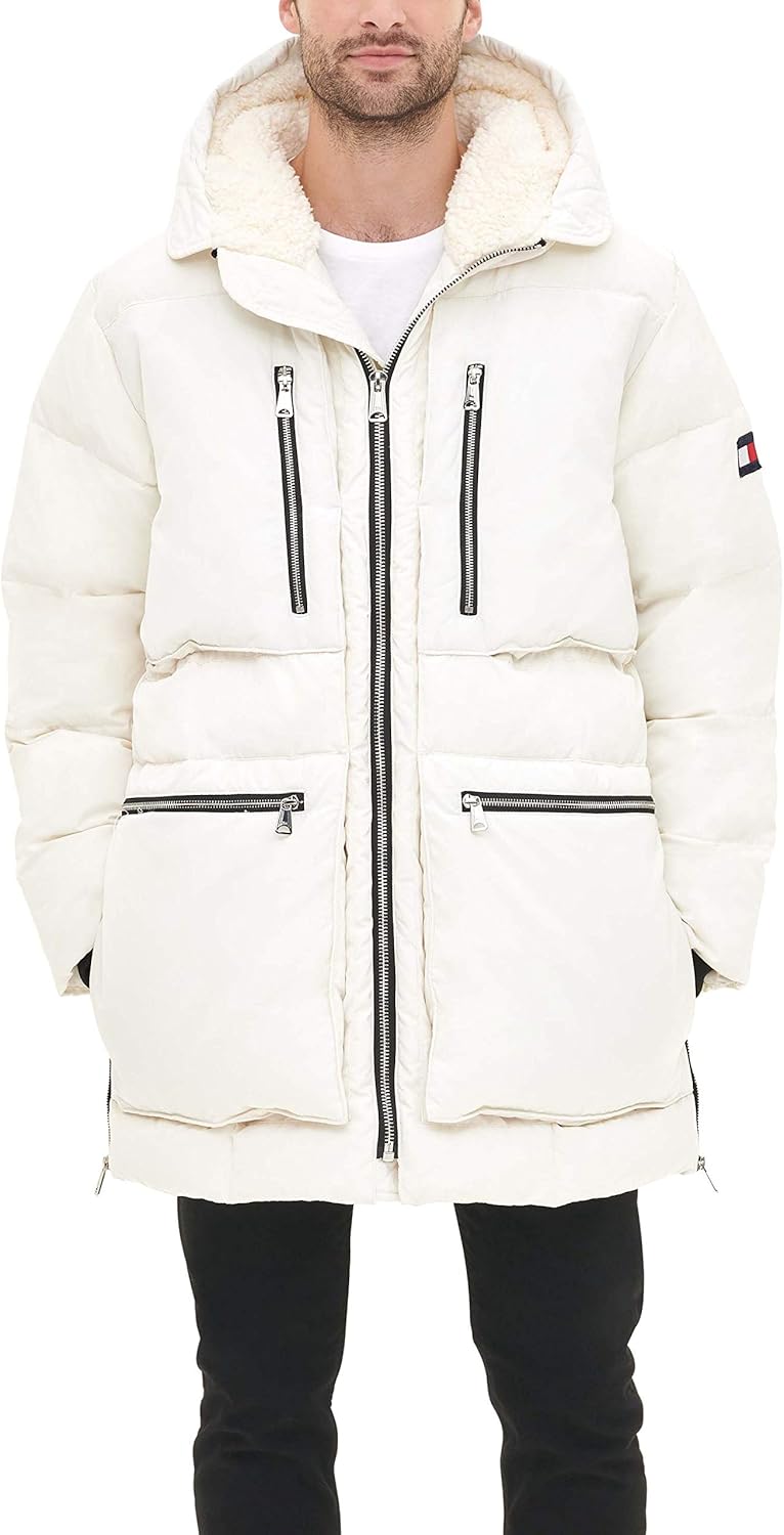 

Мужская парка Tommy Hilfiger из толстой стеганой шерсти с капюшоном, White