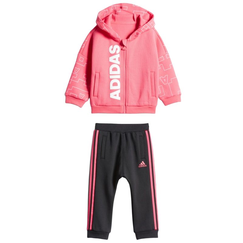 

Повседневная спортивная одежда для младенцев и малышей Adidas, Pink White Sweatshirt+Pink Ink Pants