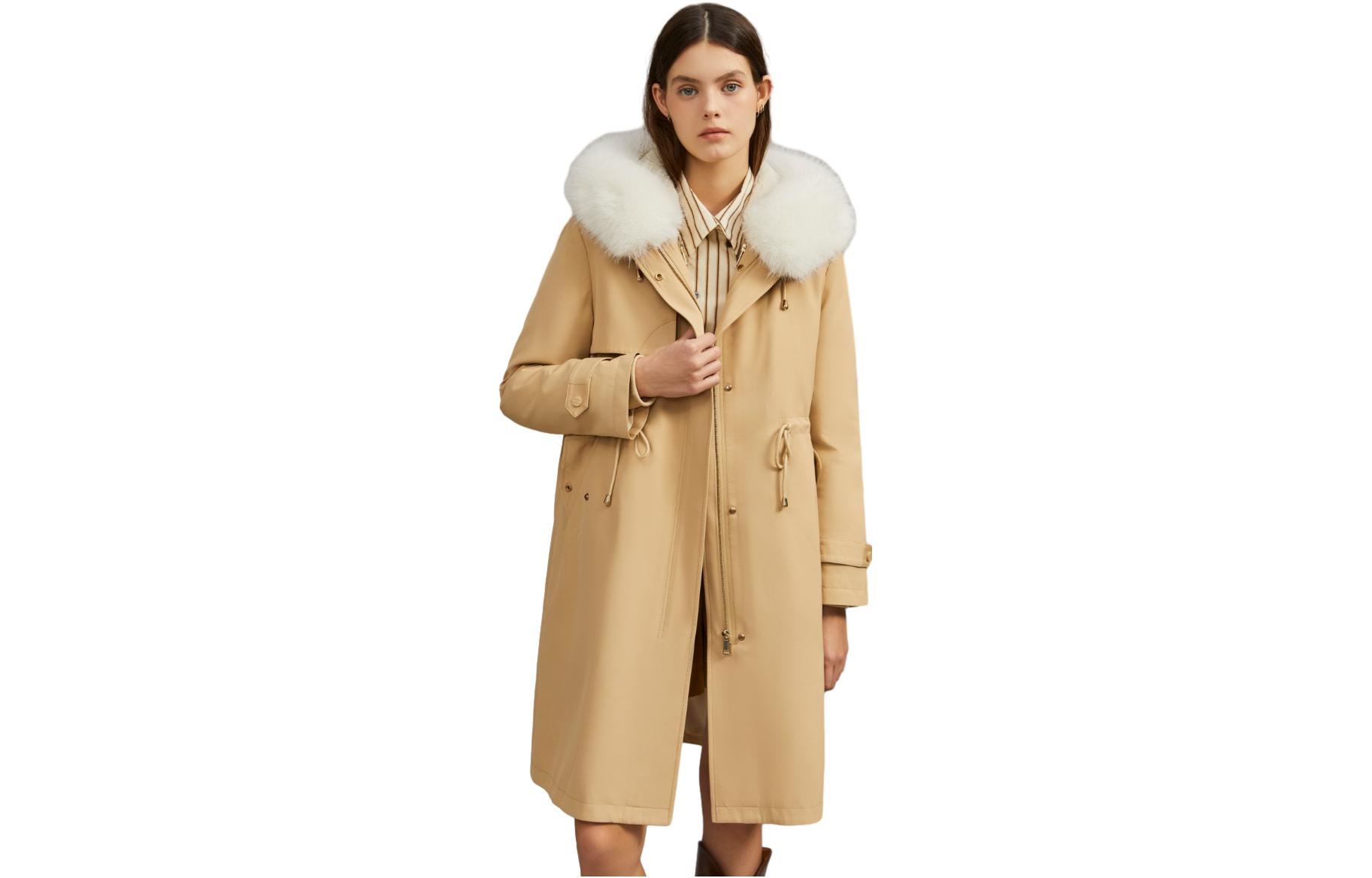 

ELLE Пуховик Women's Light Khaki с капюшоном Moderate Others