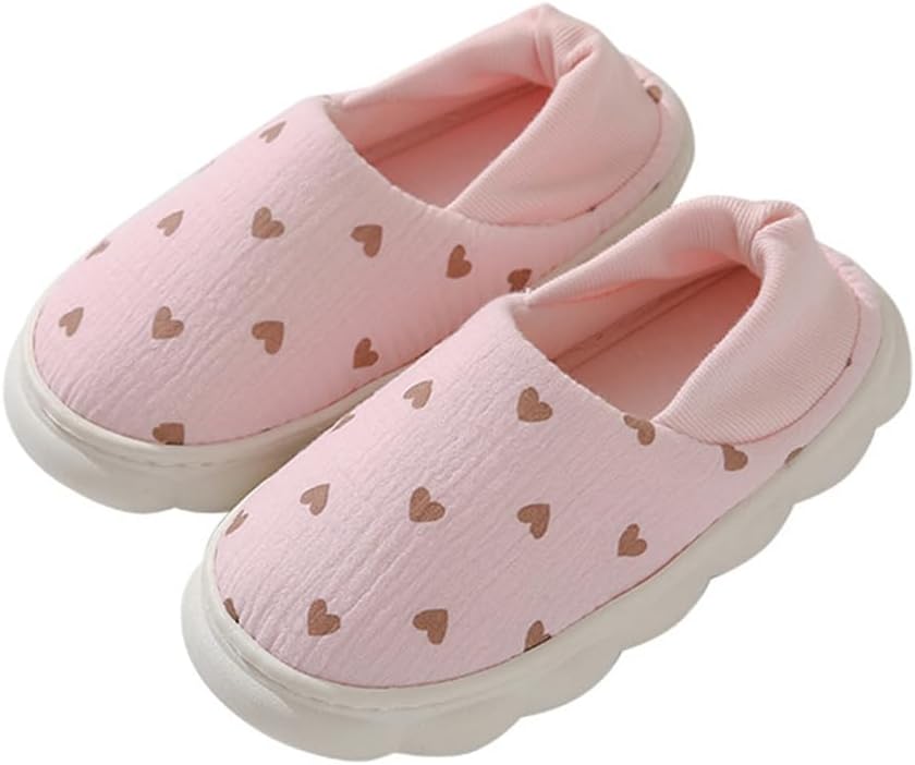 

Домашние хлопковые тапочки Cliont с противоскользящей подошвой, утепленные, с задником, для весны, лета и осени, с мягкой подошвой, для дома, розовый