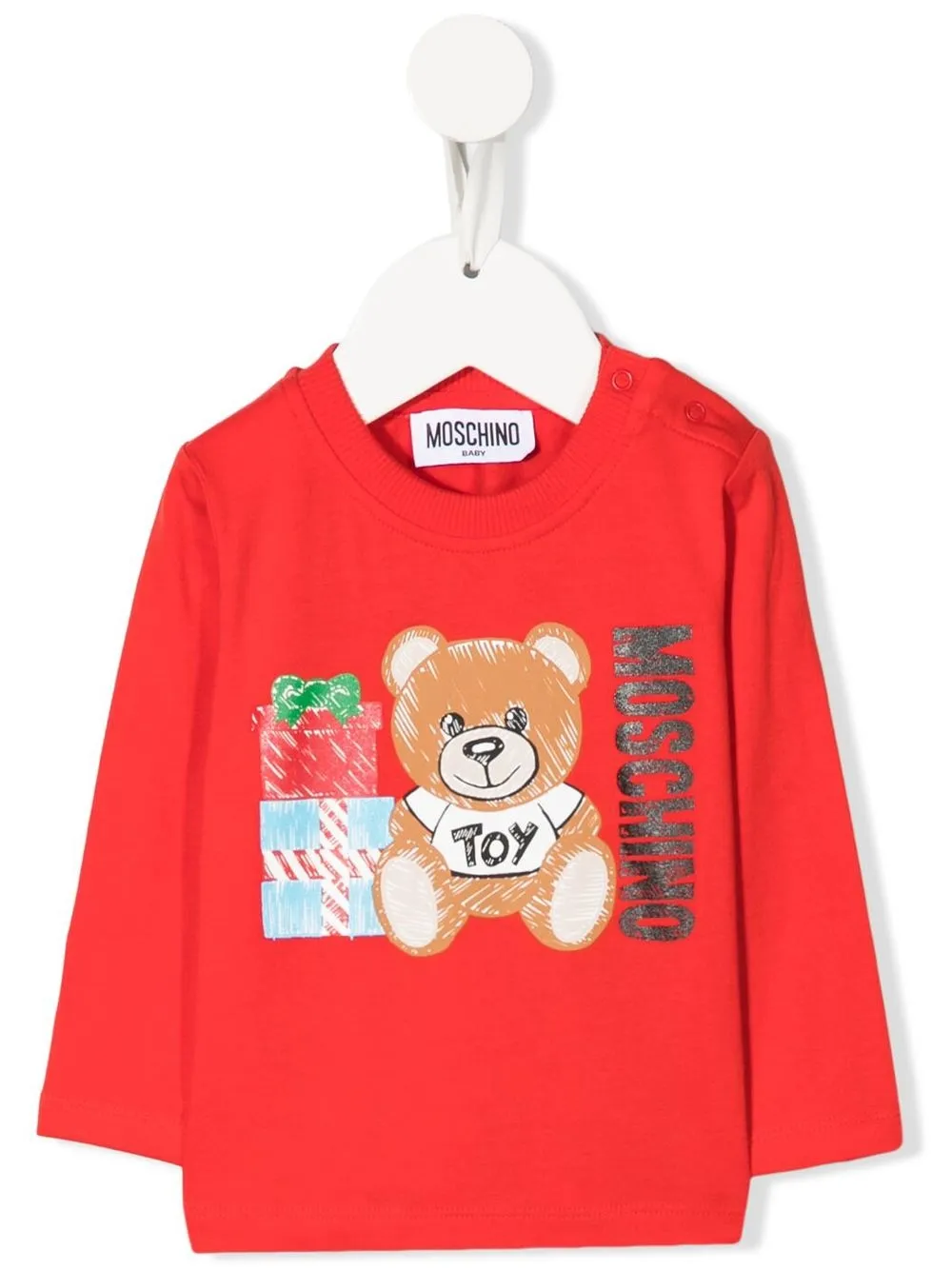 

Футболка с длинными рукавами и принтом Teddy Bear Moschino Kids, красный