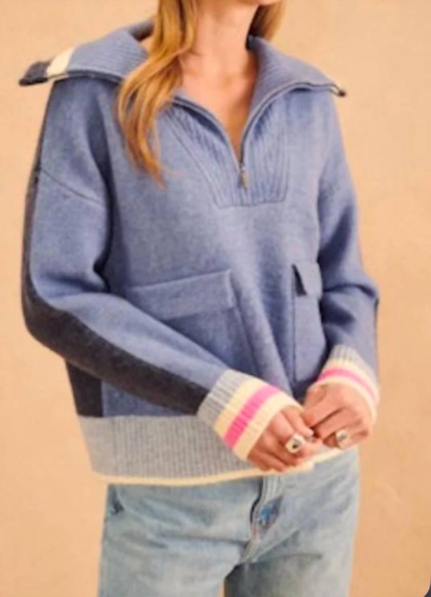 

Свитер Kenny Half Zip в цвете Varsity Melange JOHN + JENN