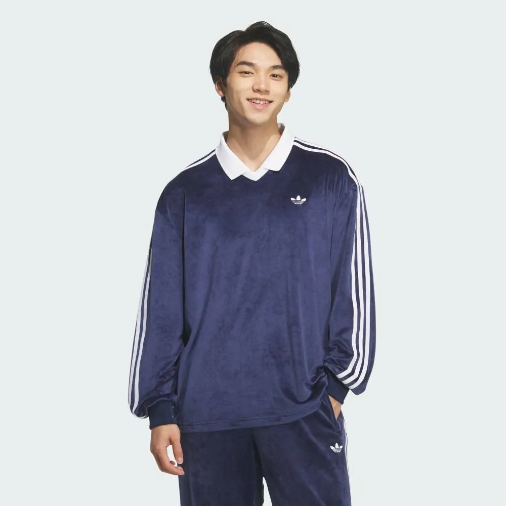 Велюровая рубашка-поло Adidas с длинным рукавом Adidas, blue — фото 3