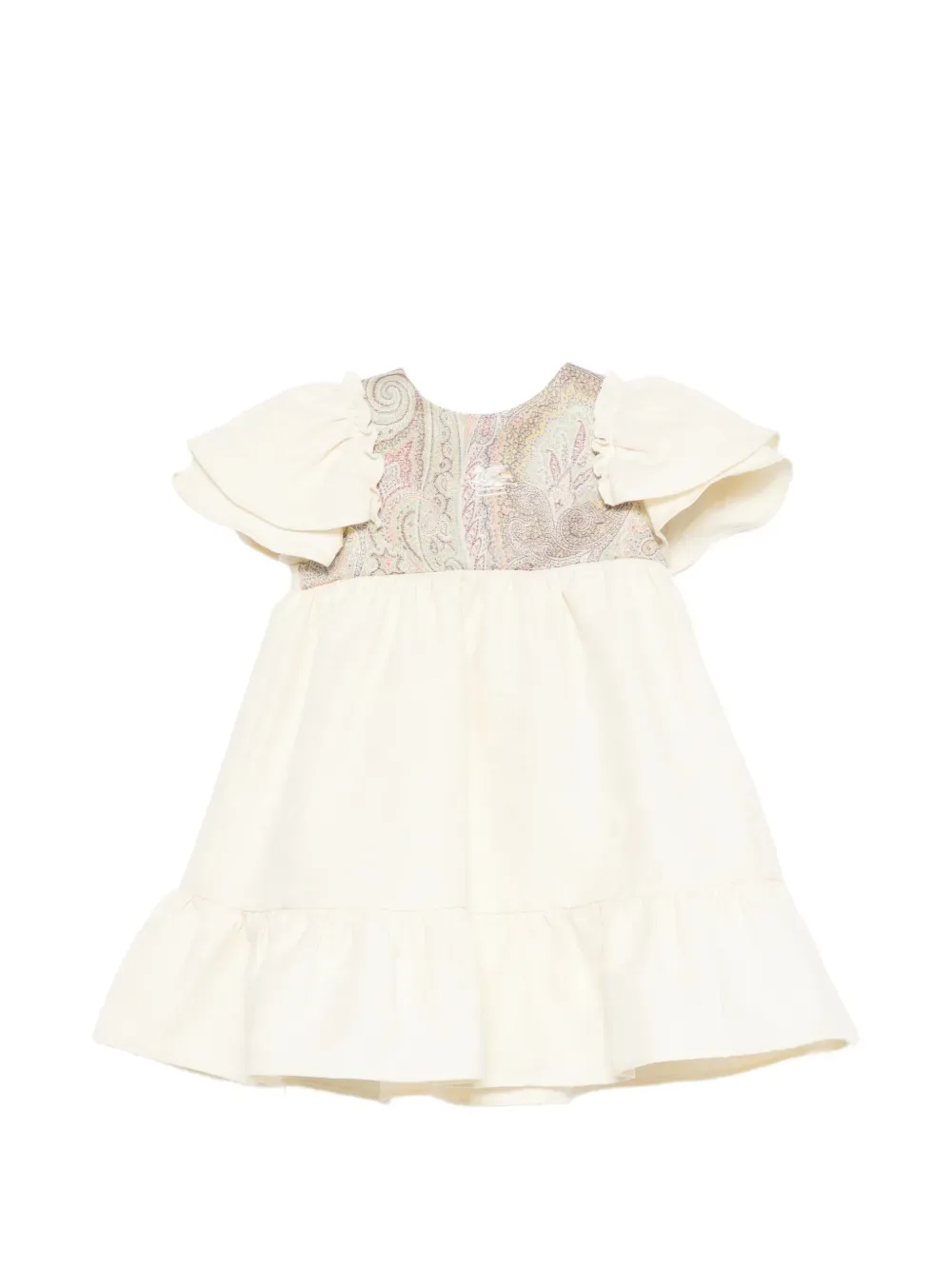 Платье с воланами и узором «пейсли» ETRO KIDS, бежевый