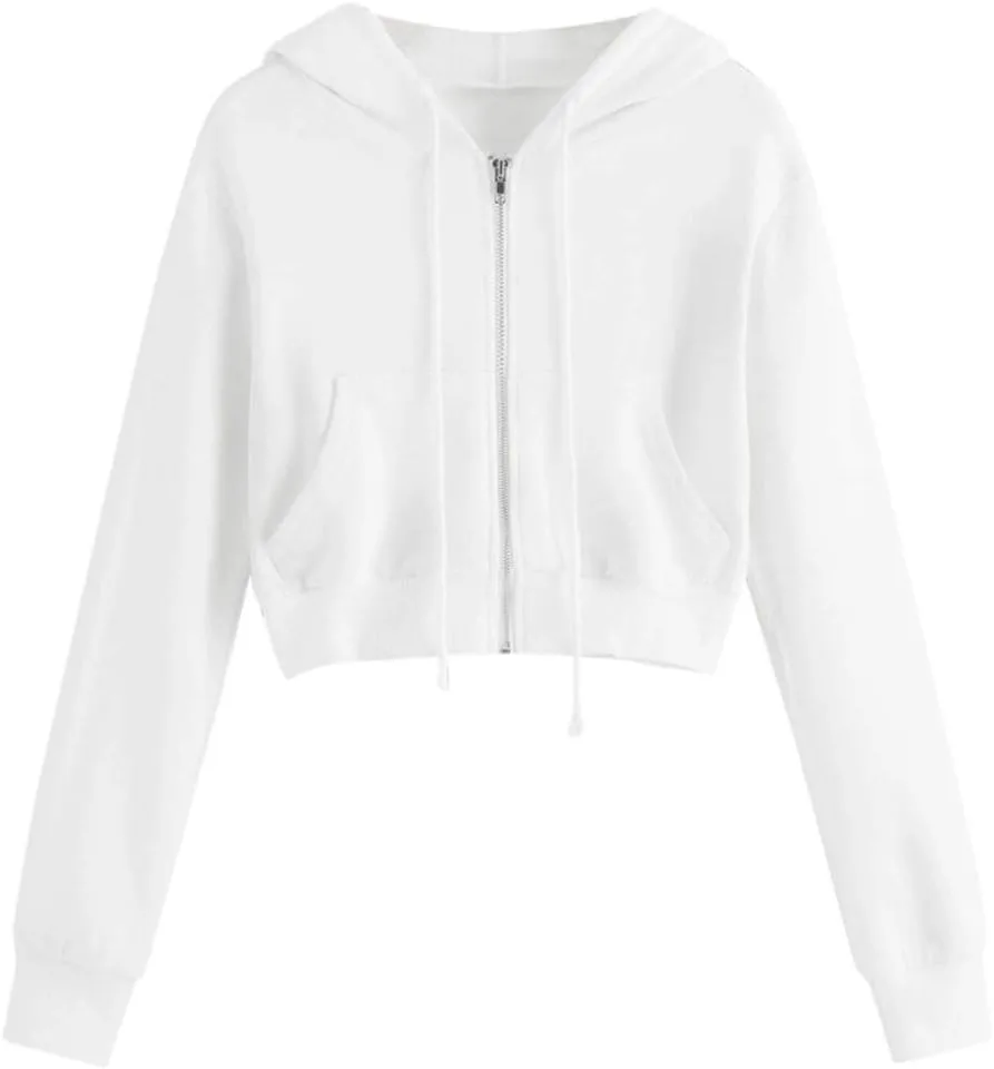 

Женская худи с капюшоном и молнией, укороченная, легкая XUNRYAN