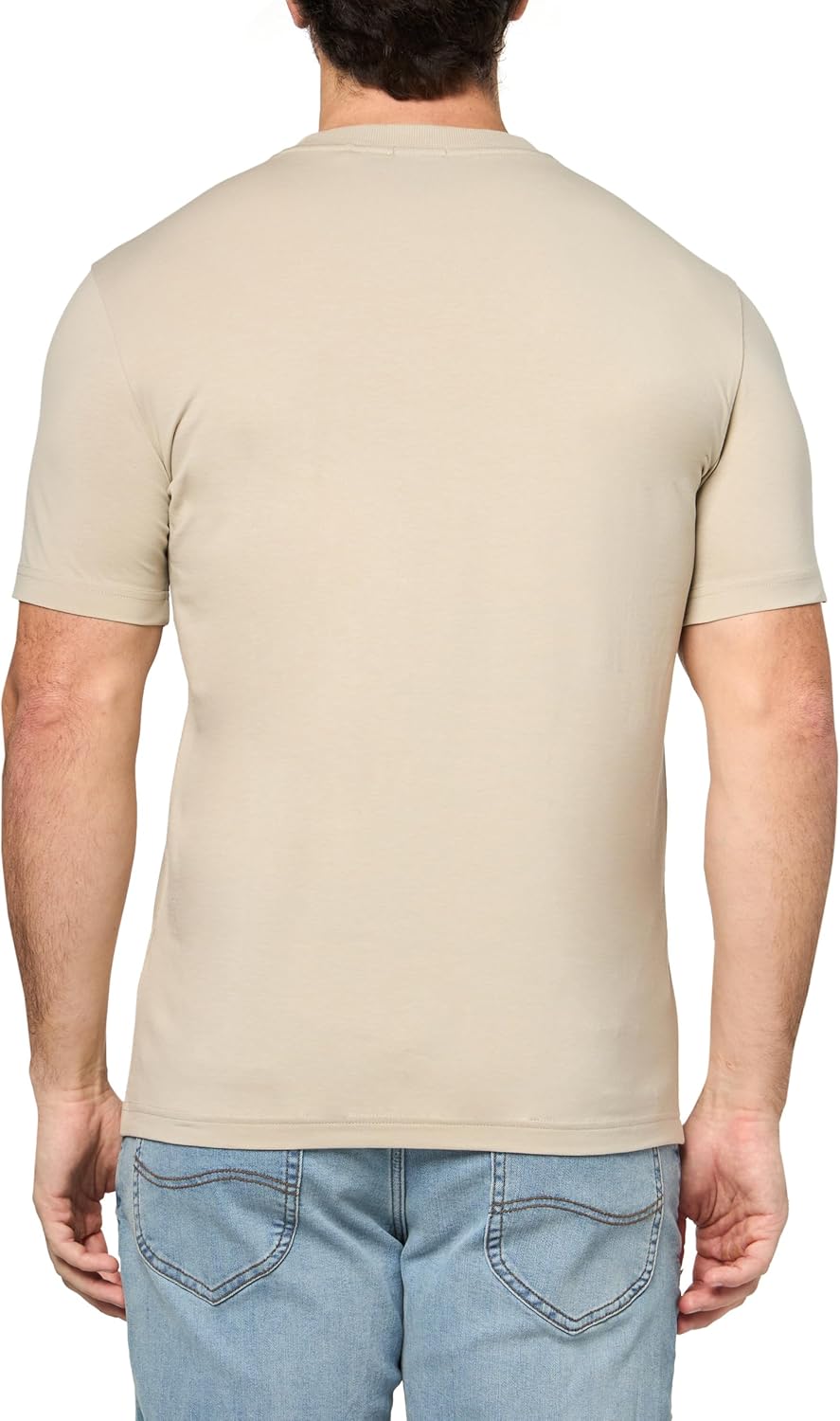 Футболка BOSS Men's Contrast Logo из хлопка и эластичного хлопка, Coffee Creamer — фото 2