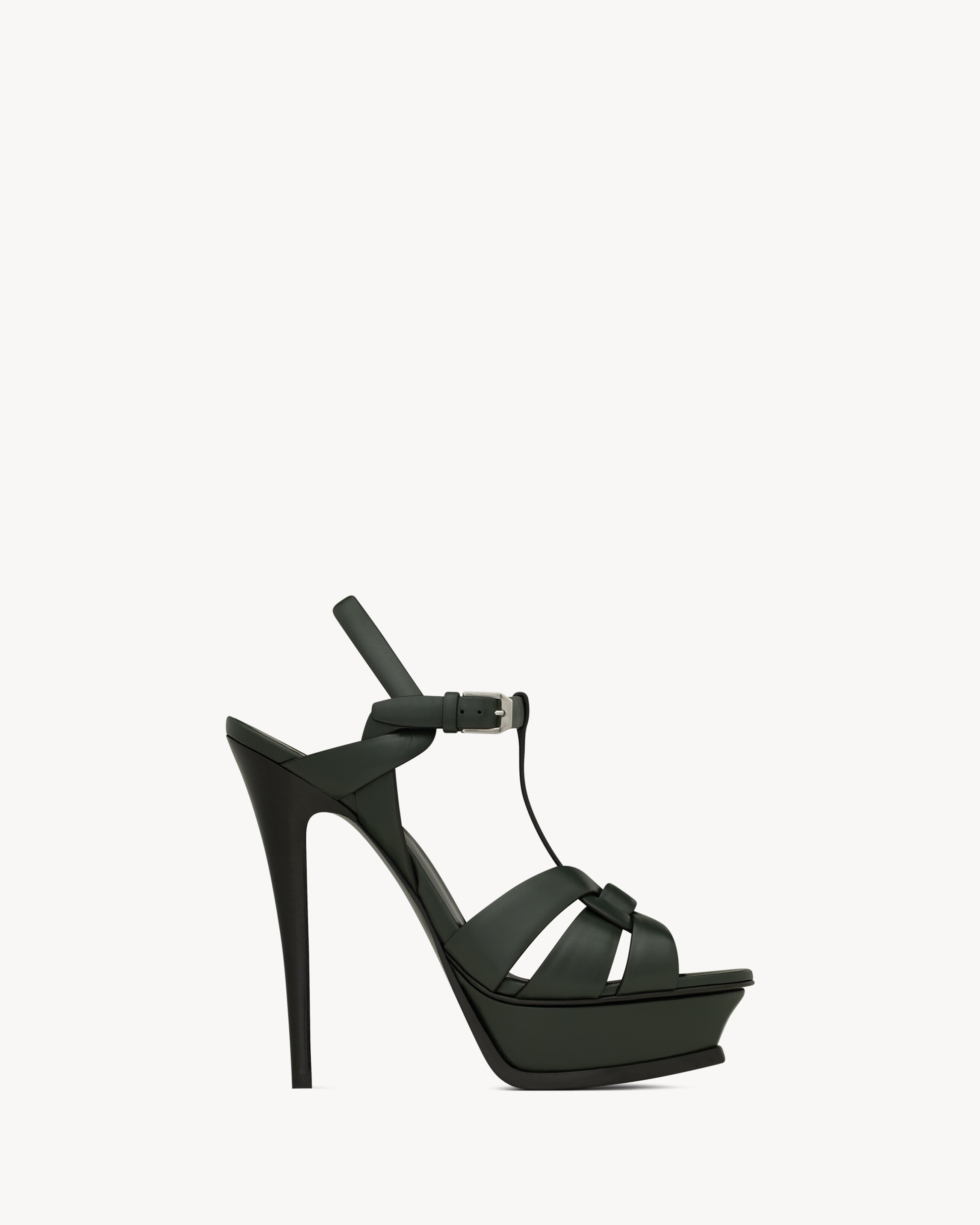 Босоножки на платформе TRIBUTE из гладкой кожи Saint Laurent, зеленый