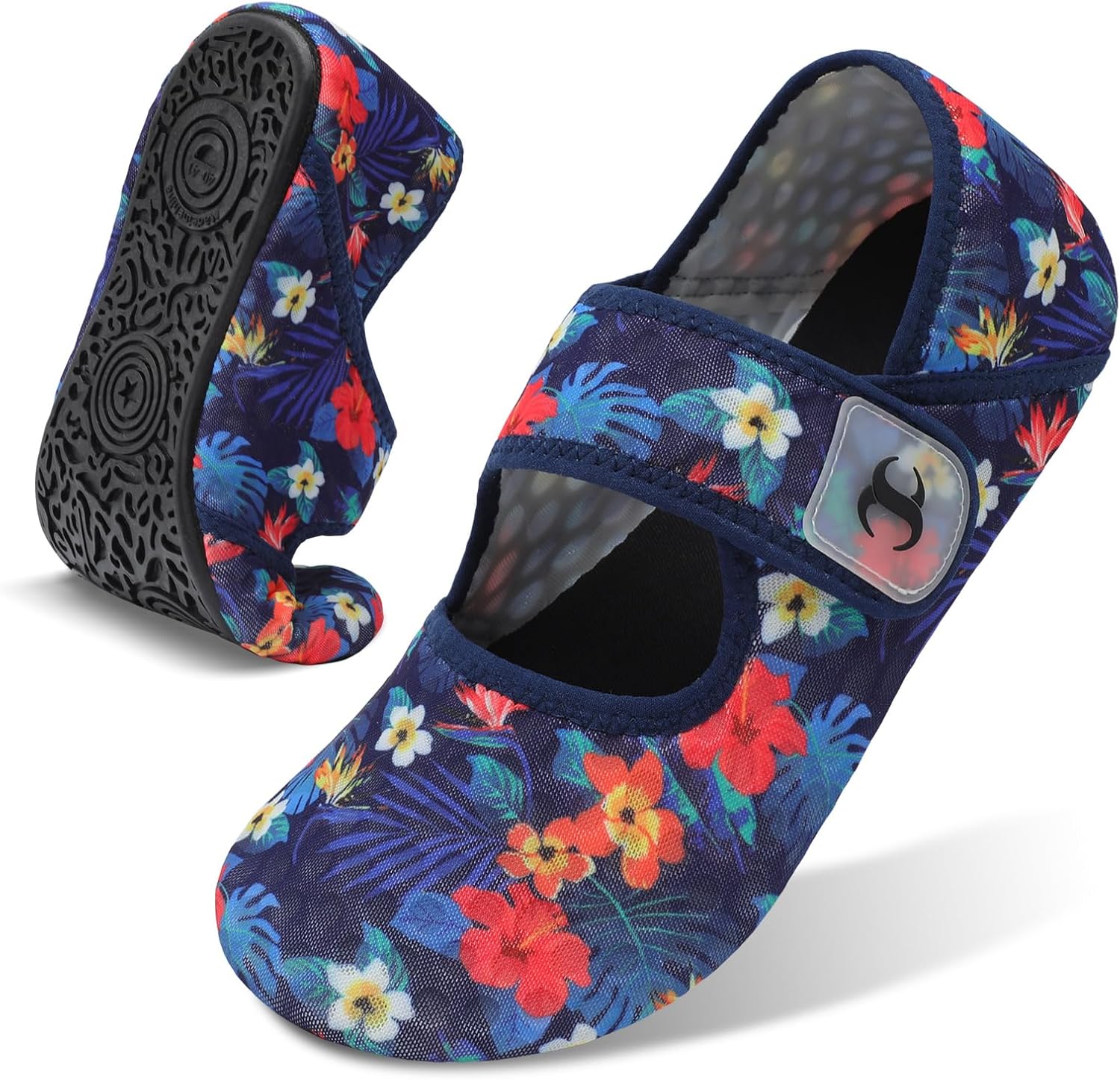 

Обувь для воды для женщин и мужчин, пляжная обувь для плавания босиком, аквааэробика, летние широкие шлепанцы, сандалии, быстросохнущие носки для бассейна, реки и моря Scurtain, Flowerblue