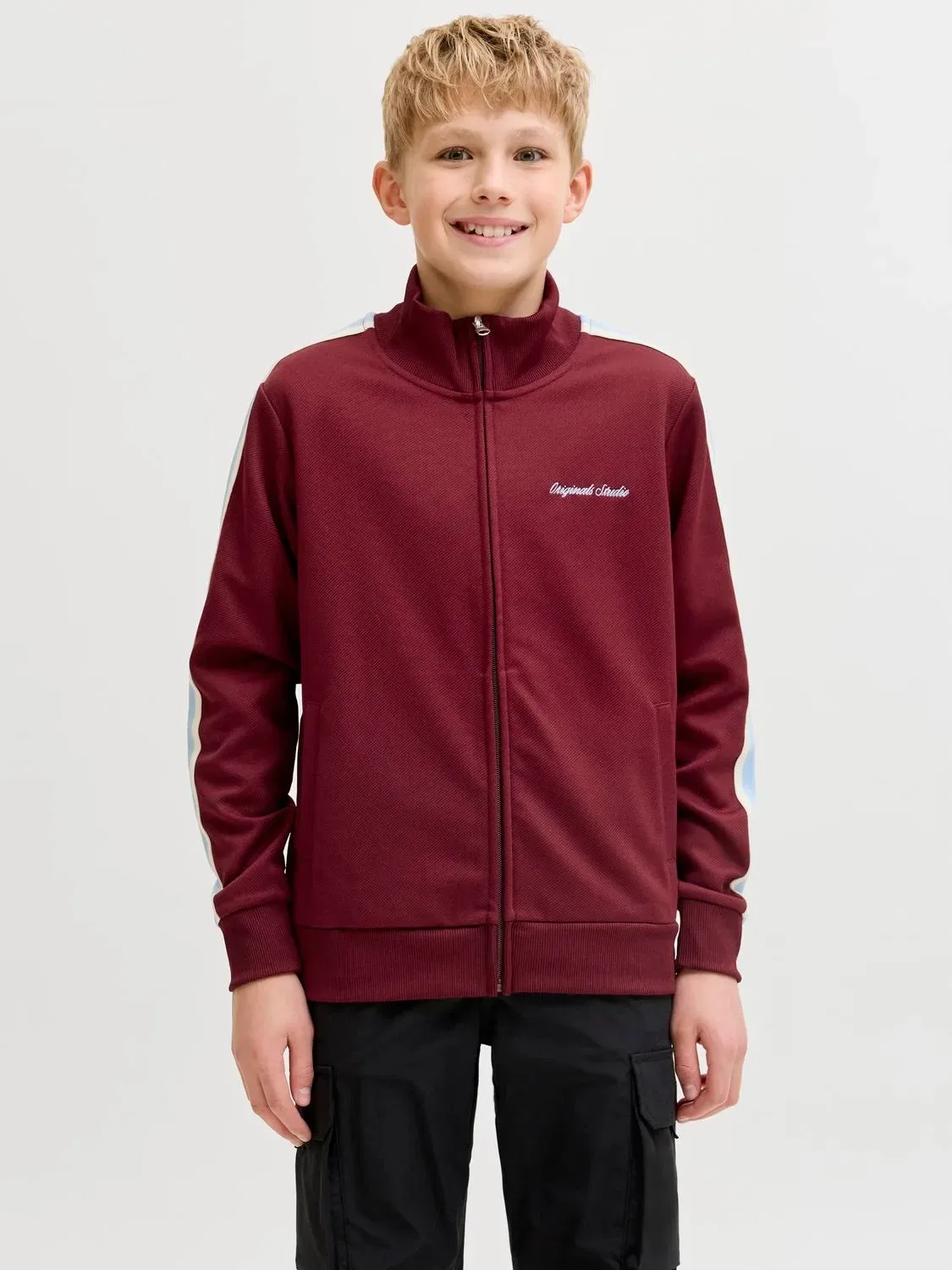 Спортивная кофта на молнии, JACK & JONES Junior, каберне — фото 4