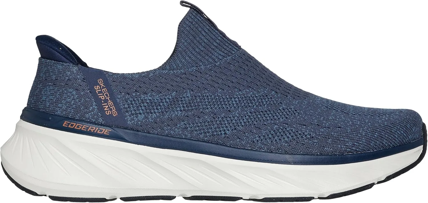 Мужские кроссовки Skechers Edgeride Commissioner Hands Free Slip-in, темно-синий/оранжевый — фото 3