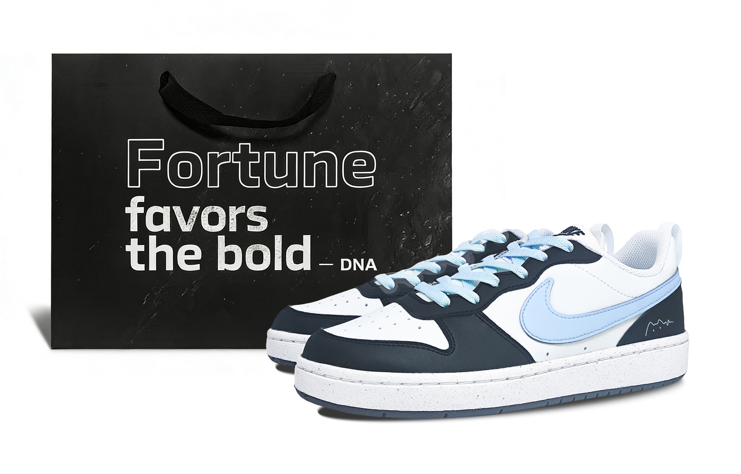 

Nike Court Borough LOW RECRAFT Slip Resistant Cushioning Low top Детские скейтборд-кроссовки Blue Black для подростков