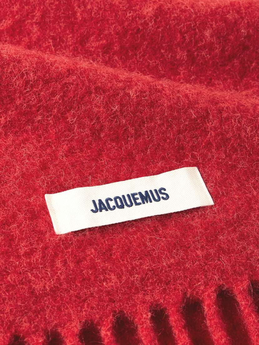 Вязаный шарф с начесом и бахромой Jacquemus, красный — фото 2