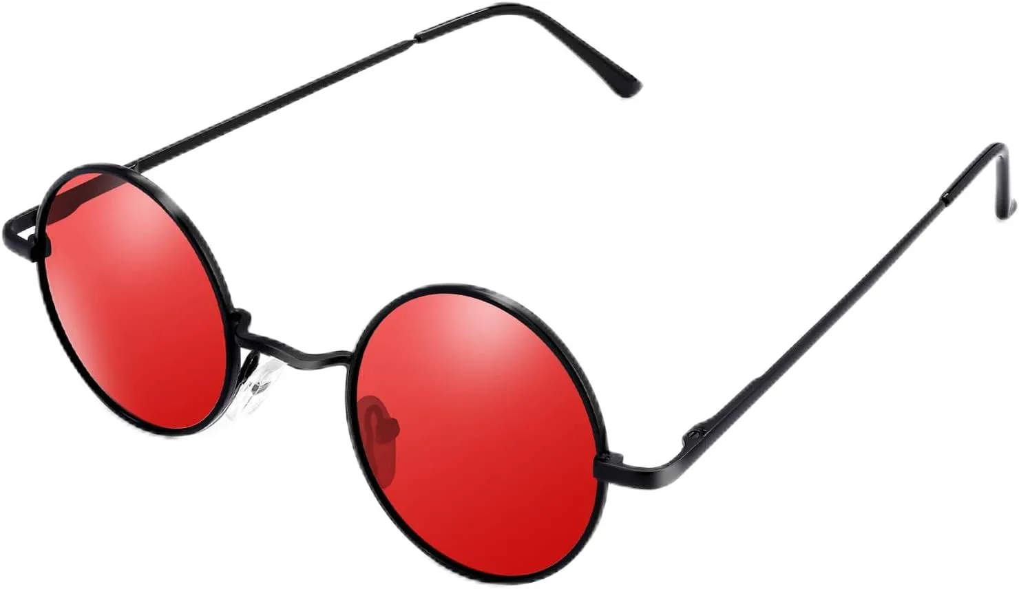 

Поляризованные солнцезащитные очки Morcheiong в стиле хиппи, ретро-круглые очки для женщин и мужчин, винтажные круглые солнцезащитные очки UV400, Black Frame Red Film