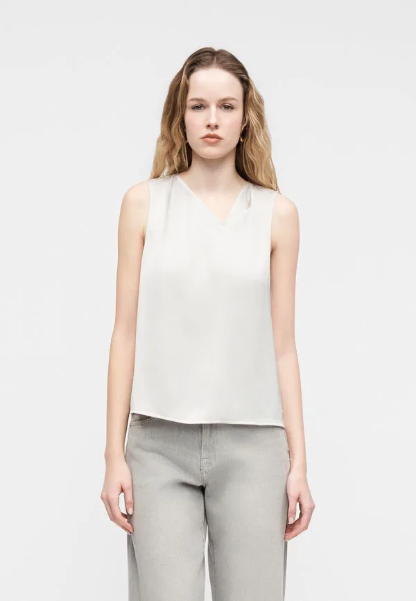 Блузка с драпировкой и мятой отделкой Calvin Klein, Chalk