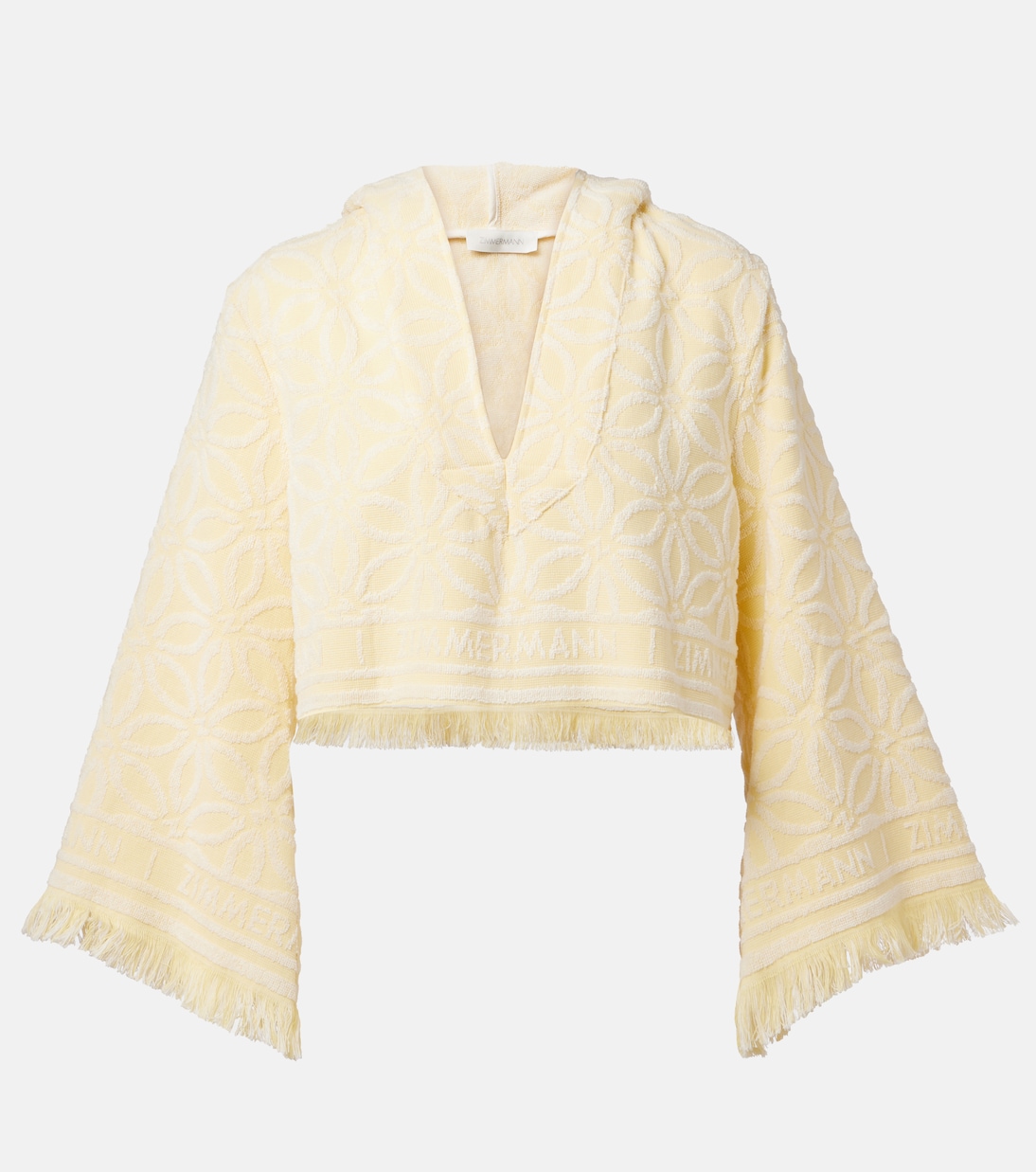 

Капюшон с капюшоном из хлопкового махрового материала укороченный топ Zimmermann, Yellow/Cream