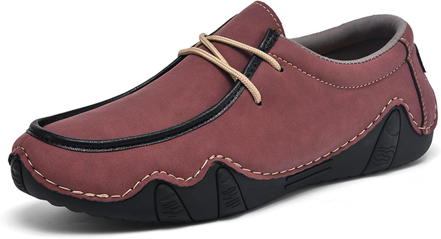 

Мужские кожаные ортопедические лоферы с поддержкой свода стопы, противоскользящие, на шнуровке, повседневные, легкие, для работы, вождения, путешествий и прогулок Botrent, красный