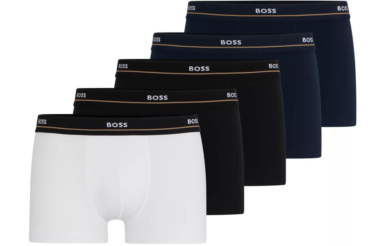 

Боксеры с принтом логотипа Boss HUGO BOSS, 5 штук (белый, черный, темно-серый, темно-синий, морской синий)