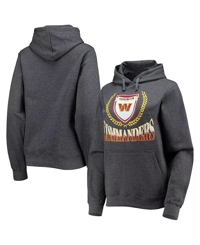 

Женский флисовый пуловер с капюшоном Washington Commanders серого цвета с меланжевым рисунком Wear By Erin Andrews