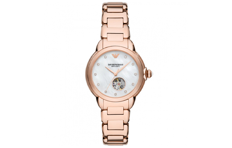 

EMPORIO ARMANI Часы Wrist Watch Automatic Mechanical Movement Stainless Steel Strap 34mm White Dial Women's Watch, White Dial