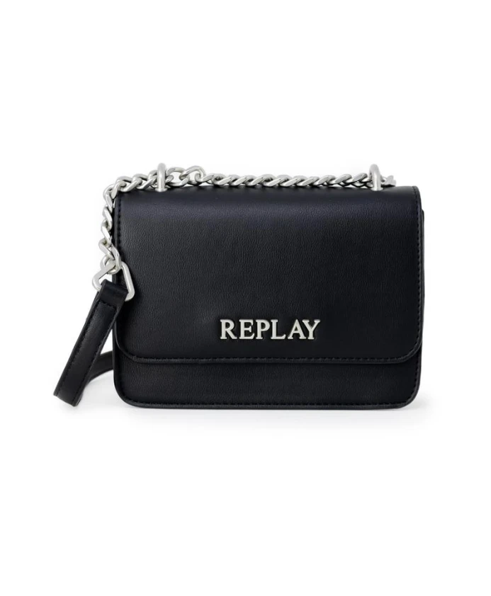 

Черная сумка через плечо на цепочке с застежкой-клипсой. Replay, черный
