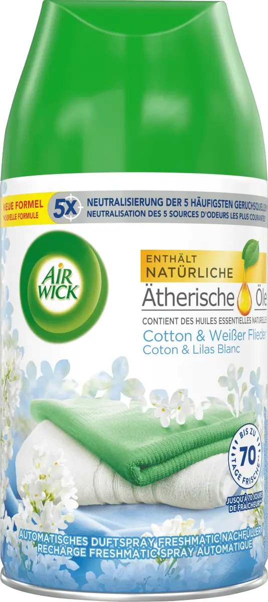 

Освежитель воздуха Freshmatic Cotton Сменная упаковка Белая сирень 250мл AirWick