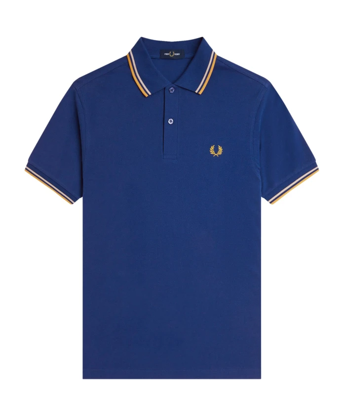 

Полосатая рубашка-поло с культовой вышивкой Fred Perry, синий