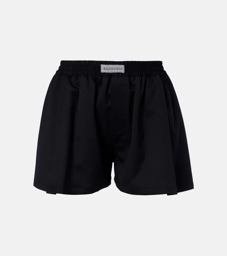 Шорты из шерстяной смеси с логотипом Balenciaga, черный