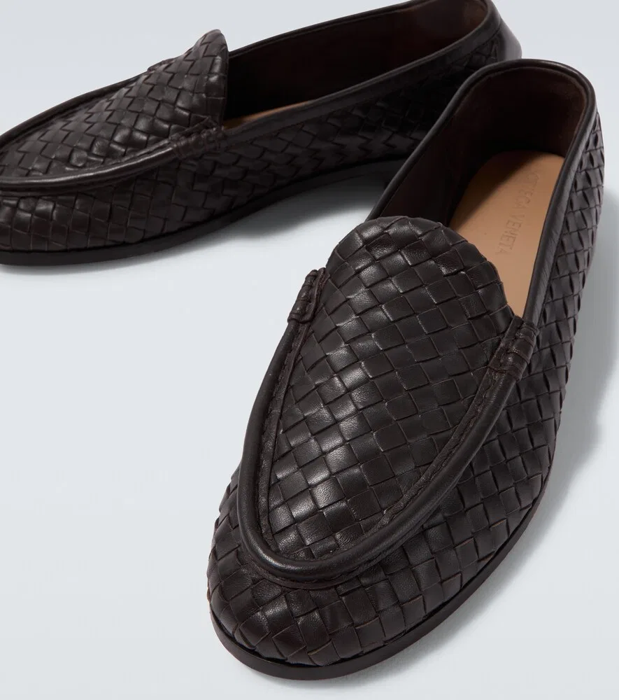 Кожаные лоферы Silenzio Intrecciato Bottega Veneta, коричневый — фото 3