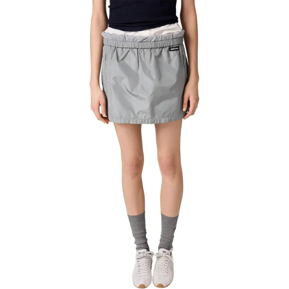 MIU MIU SS25 Casual Short Skirt Women's Gray — фото 3