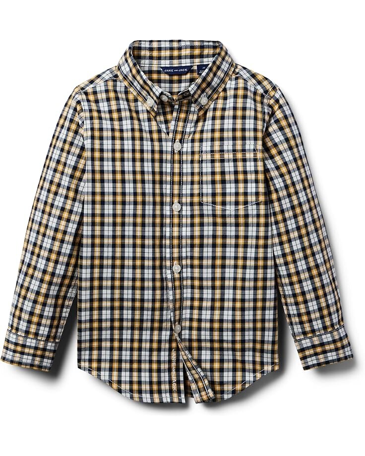 

Топ Janie and Jack Plaid Button-Down Top, цвет None