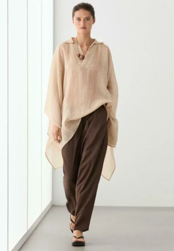 Пальто Massimo Dutti, бежевый