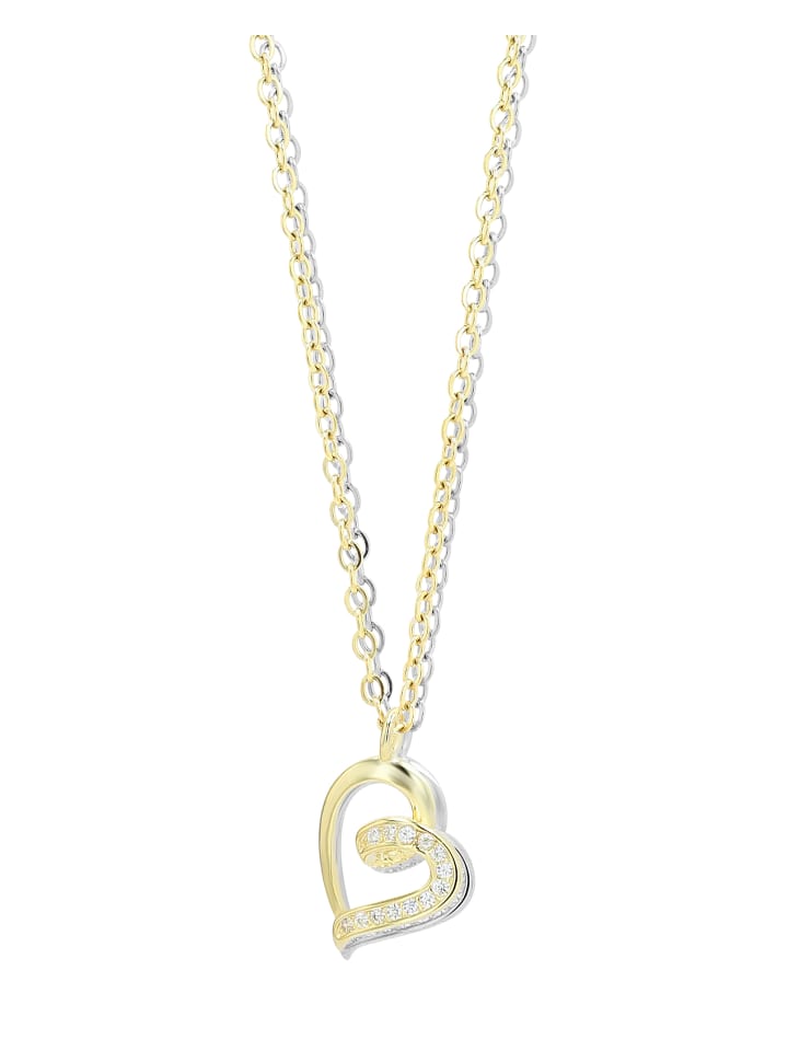 

Adeliás Женское колье с подвеской в виде сердца из серебра 925 пробы в золотом исполнении