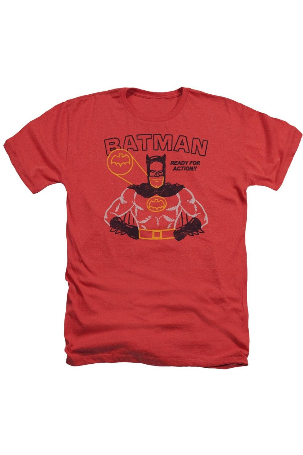 

Футболка / футболка для взрослых Batman Ready For Action Heather Gildan, красный
