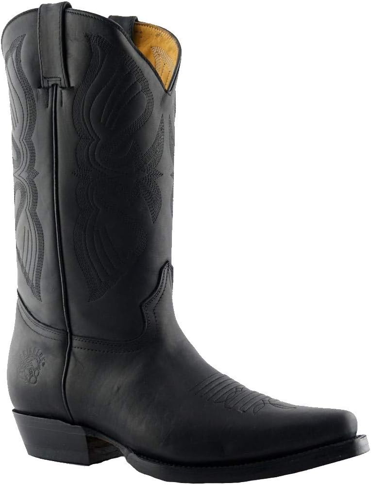 

Мужские кожаные сапоги Grinders Louisiana с кубинским каблуком для ковбойских танцев, черный