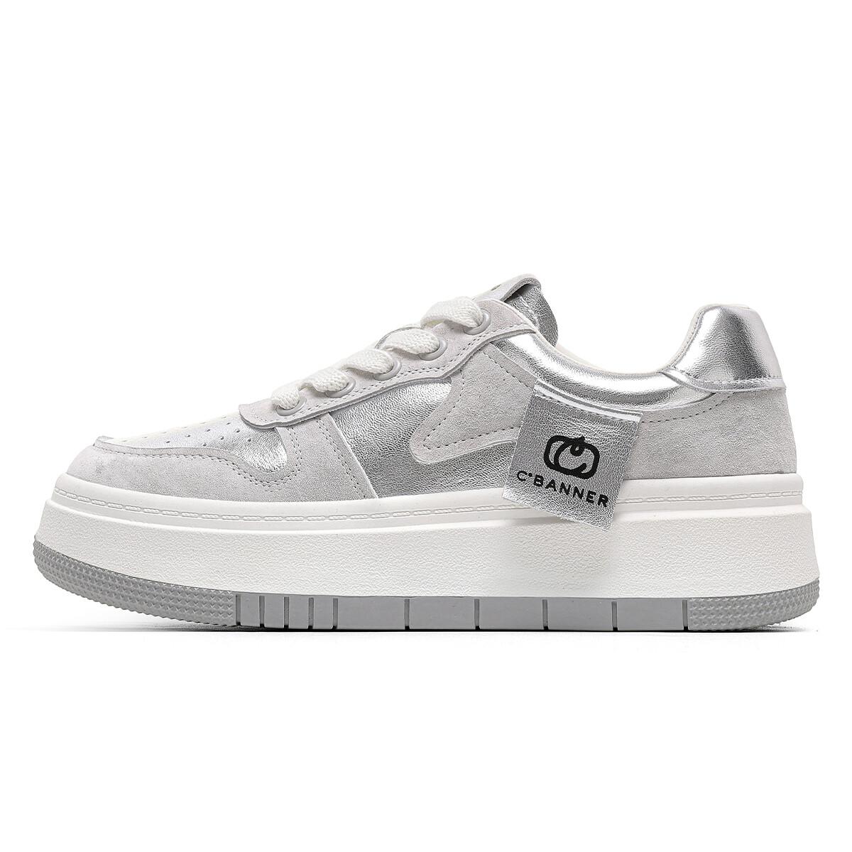 

Кроссовки C°BANNER Skateboarding Shoes Women's Low-top Silver Gray, серый
