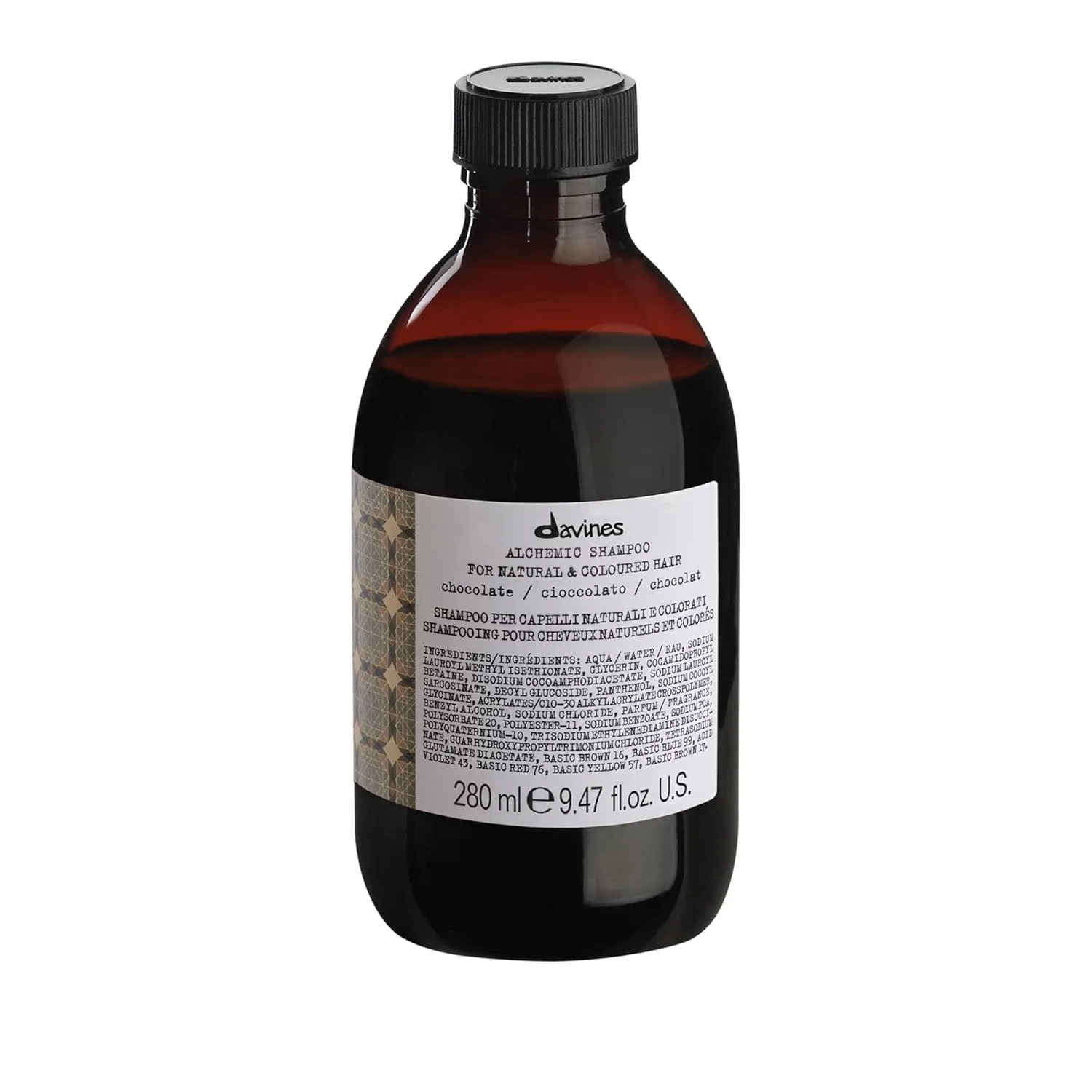 Шампунь Davines Alchemic Chocolate, усиливающий цвет волос, для темно-коричневых и черных волос - усиливает натуральные или косметические оттенки брюнеток благодаря прямым пигментам, 273 мл., brown
