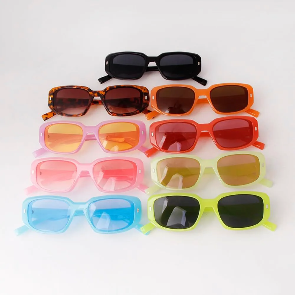 

Модные разноцветные розовые прямоугольные солнцезащитные очки для женщин, роскошные винтажные солнцезащитные очки с заклепками для мужчин HVTVTLA, C3 Yellow