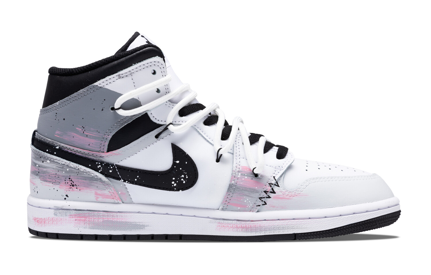 Кроссовки Air Jordan 1 Vintage Basketball Shoes Men High-top White/black/pink, черный — фото 2