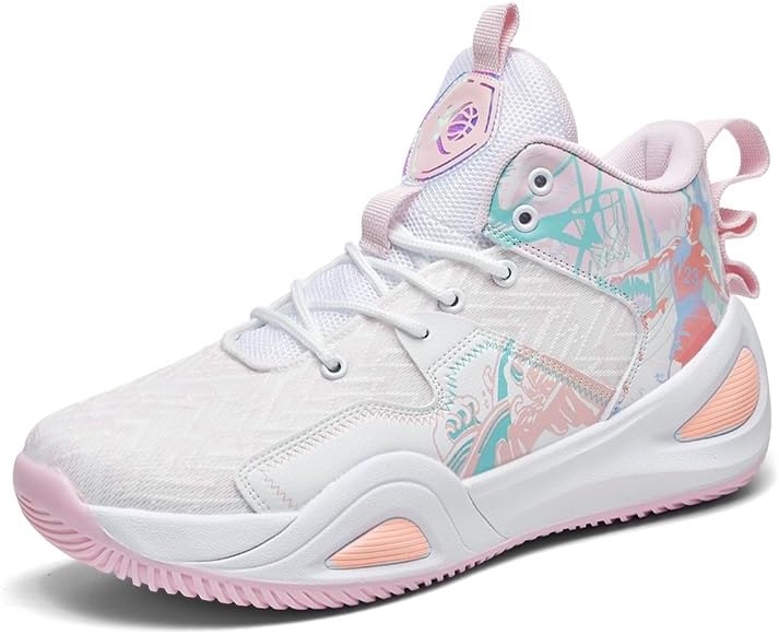 

Мужские кроссовки для баскетбола с сеткой, дышащие, с толстой подошвой, легкие, противоскользящие, с закругленным носком и шнуровкой, повседневные спортивные туфли, подходят для ежедневной ходьбы и бега Igzbibg, красный