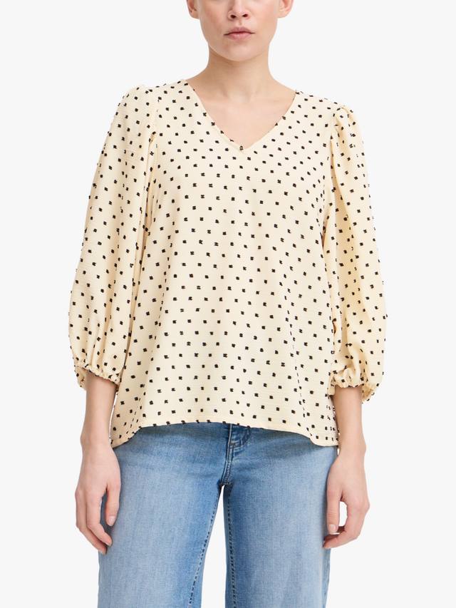 

Блузка с V-образным вырезом и горохом от Zabby ICHI, Almond Milk