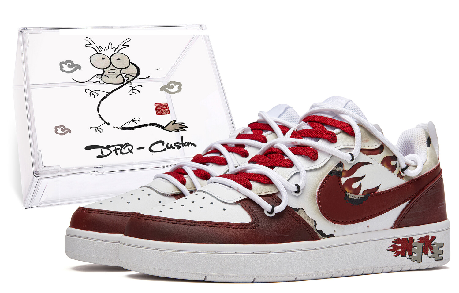 

Кроссовки Nike Court Borough Series Skateboarding Shoes Women's Low-top Red/white, темно-красный