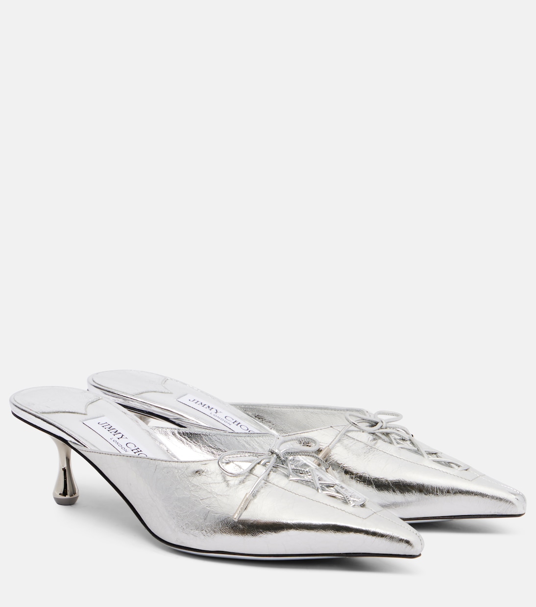 Scarlett 50 кожаные мюли с металлическим эффектом Jimmy Choo, серебряный
