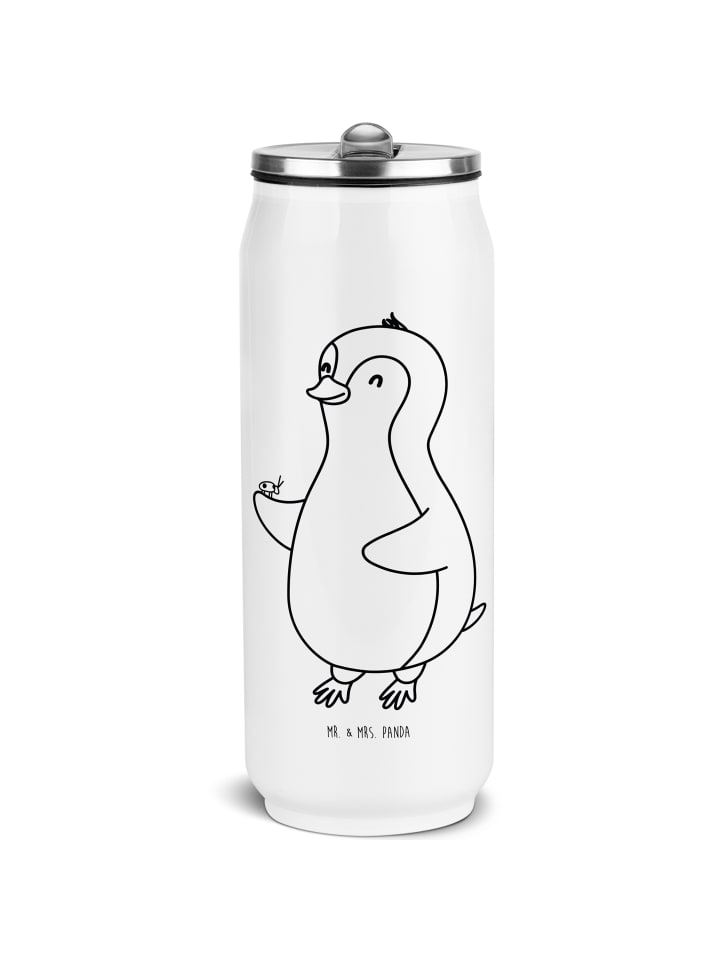 

Mr. & Mrs. Panda Бутылка для питья из нержавеющей стали с изображением пингвина и божьей коровки, белого цвета