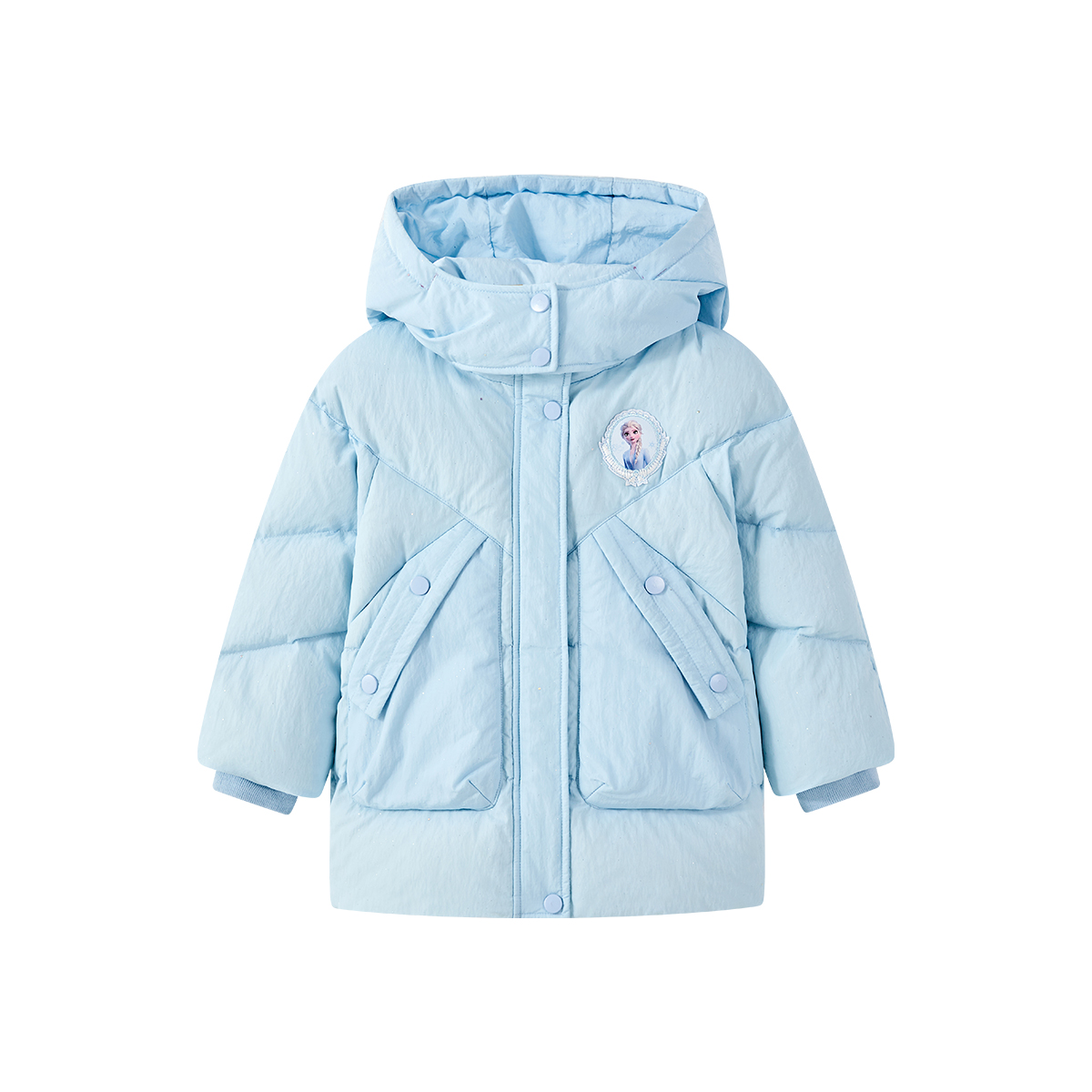 

Детская пуховая куртка с капюшоном, утепленные, ветрозащитные Disney, синий