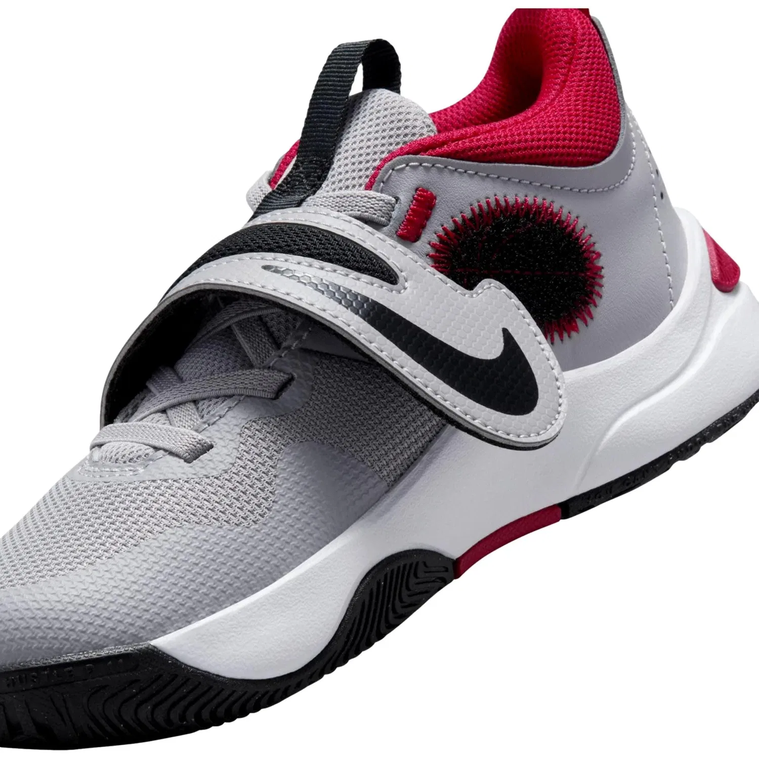 Кроссовки Nike Team Hustle D 11 Cement Grey / Gym Red - Black DV8994-006 для дошкольников — фото 4