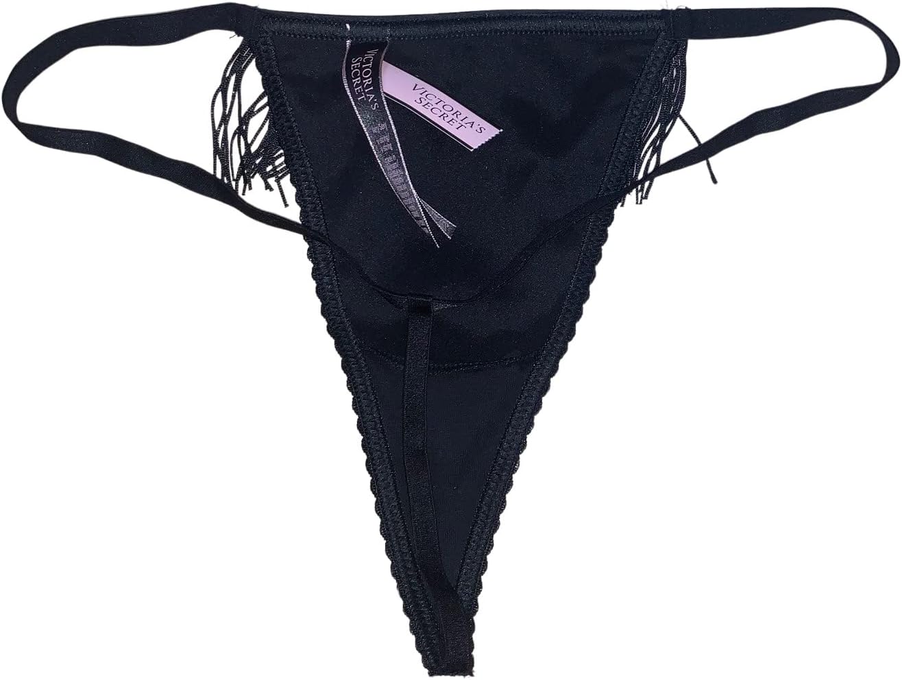 Трусики Victoria's Secret Very Sexy с бахромой, V-стринг, стразами, цвет Black, новые — фото 3