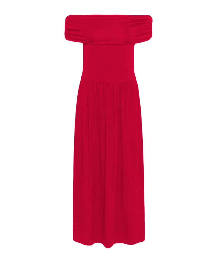 

Платье с открытыми плечами и оборками. Soaked In Luxury, красный