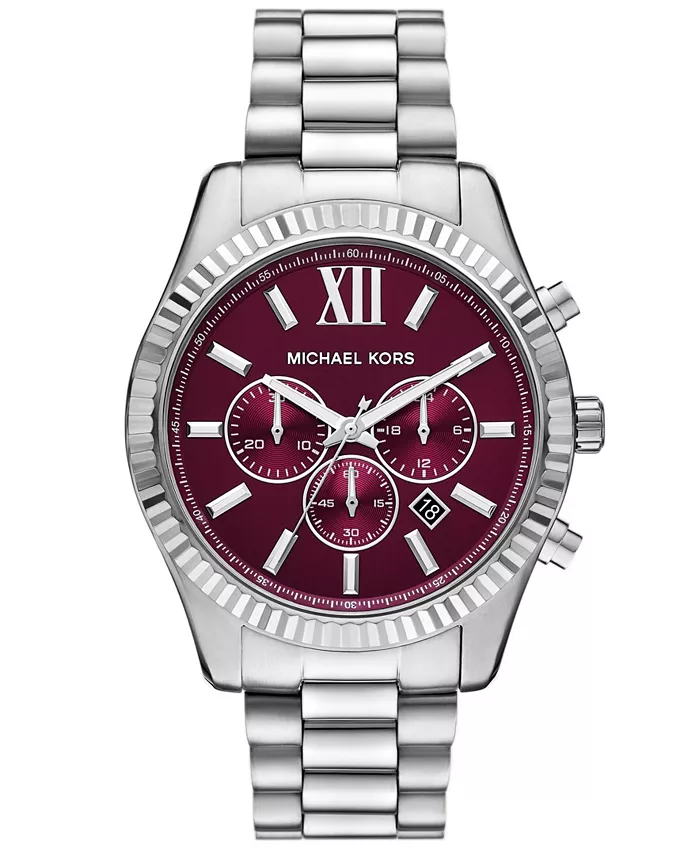 

Мужские часы Lexington Chronograph в серебристом корпусе из нержавеющей стали, 44 мм Michael Kors