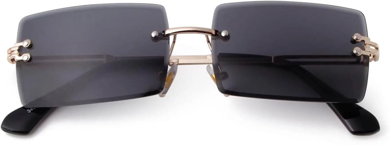 

Солнцезащитные очки VIA LEECA без оправы, прямоугольной формы, для женщин и мужчин, тонированные, без оправы, квадратной формы, винтажные, прозрачные, Black