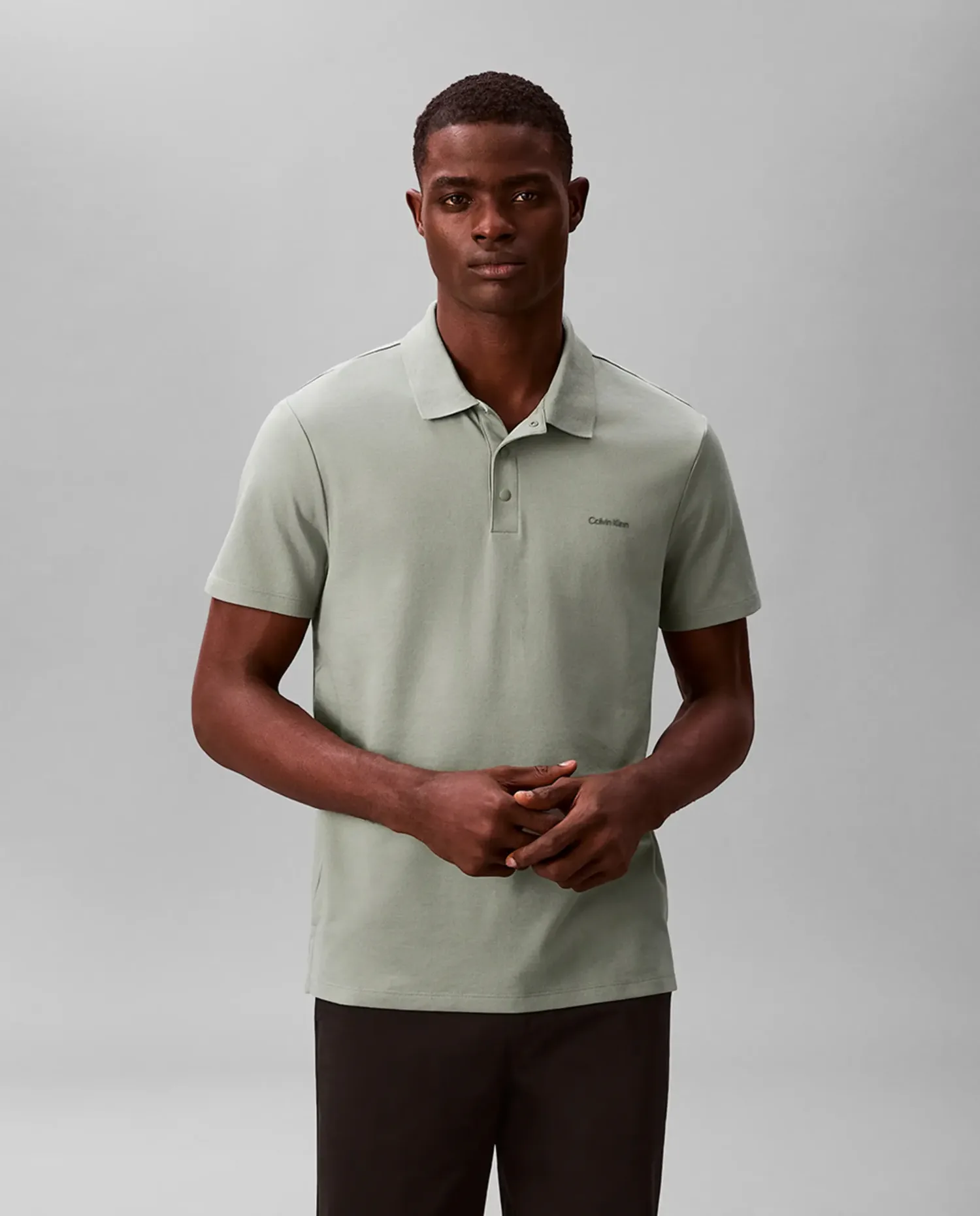 Мужское поло из технического интерлока Calvin Klein, серый